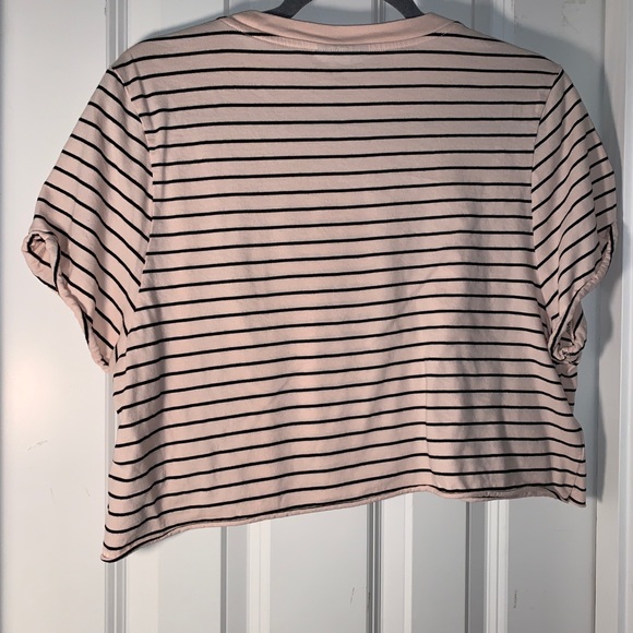 Pink Cropped Top with Black Stripes - Picture 3 of 3